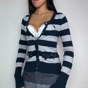 Y2k ABERCROMBIE PREPPY STRIPED CARDIGAN SWEATER